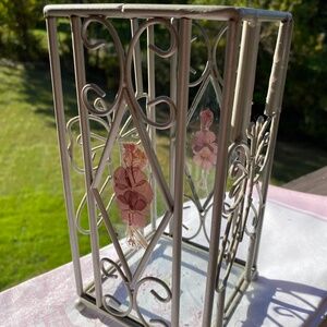 Brushed Metal Candle Holder w/ Dried Flowers